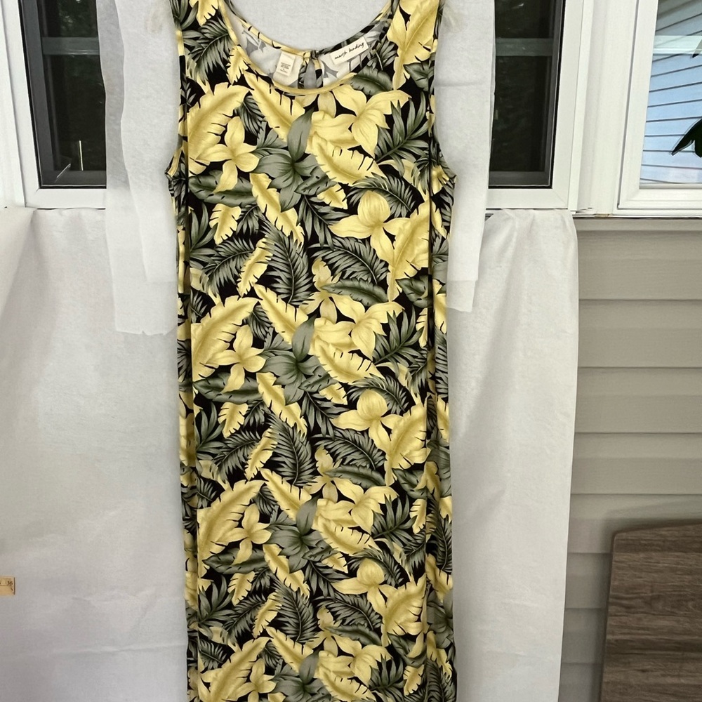 Marsh Landing Yellow/Green/Black Sheath Maxi Dress Size L